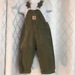 Carharttt green canvas bib.